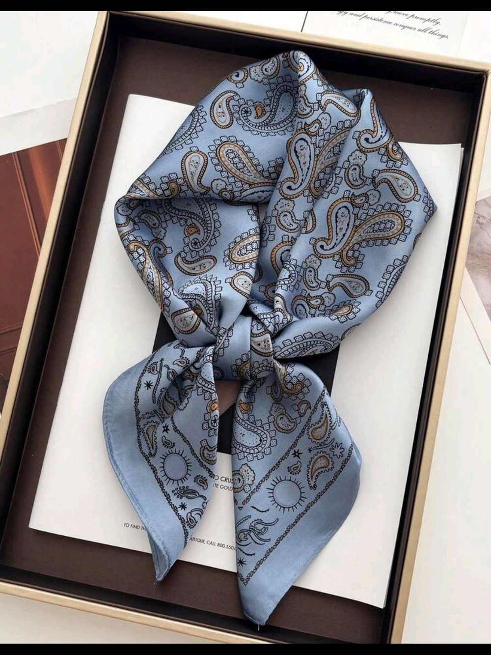 Light Blue Paisley  Scarf - Women  27.6"/27.6"